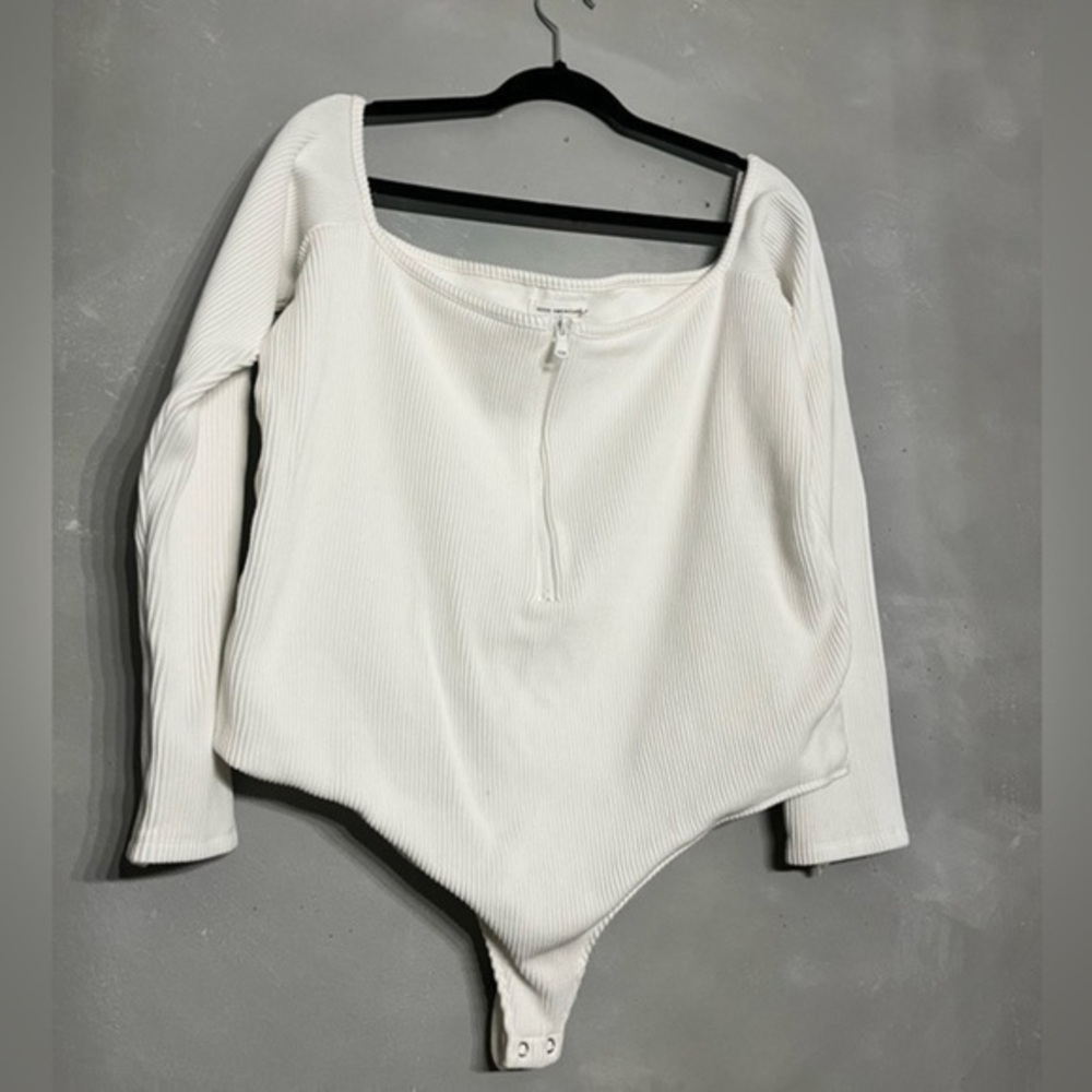 3/$30 _ GOOD AMERICAN | 1/2 Zip Bodysuit ribbed long sleeve size 7 = US size 4X